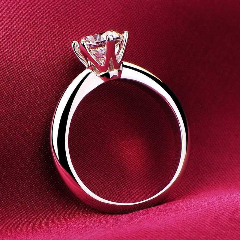2020 Solitaire 1ct Lab Diamond Ring 100% Real 925 sterling silver Engagement Wedding band Rings for Women Bridal Party JewelryXJ250514