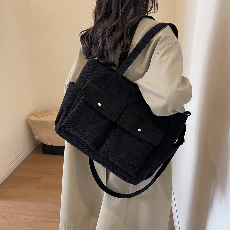 Lazy style large capacity canvas for women 2025 new fashion student class computer bag, one shoulder portable tote bag