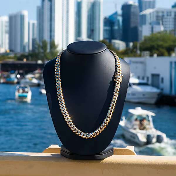 Wholesale Choker 14K 18k Gold Plating Custom 925 Silver Cuban Link Chain HipHop Jewelry 10mm Miami Cuban Chain Necklace Bracelet