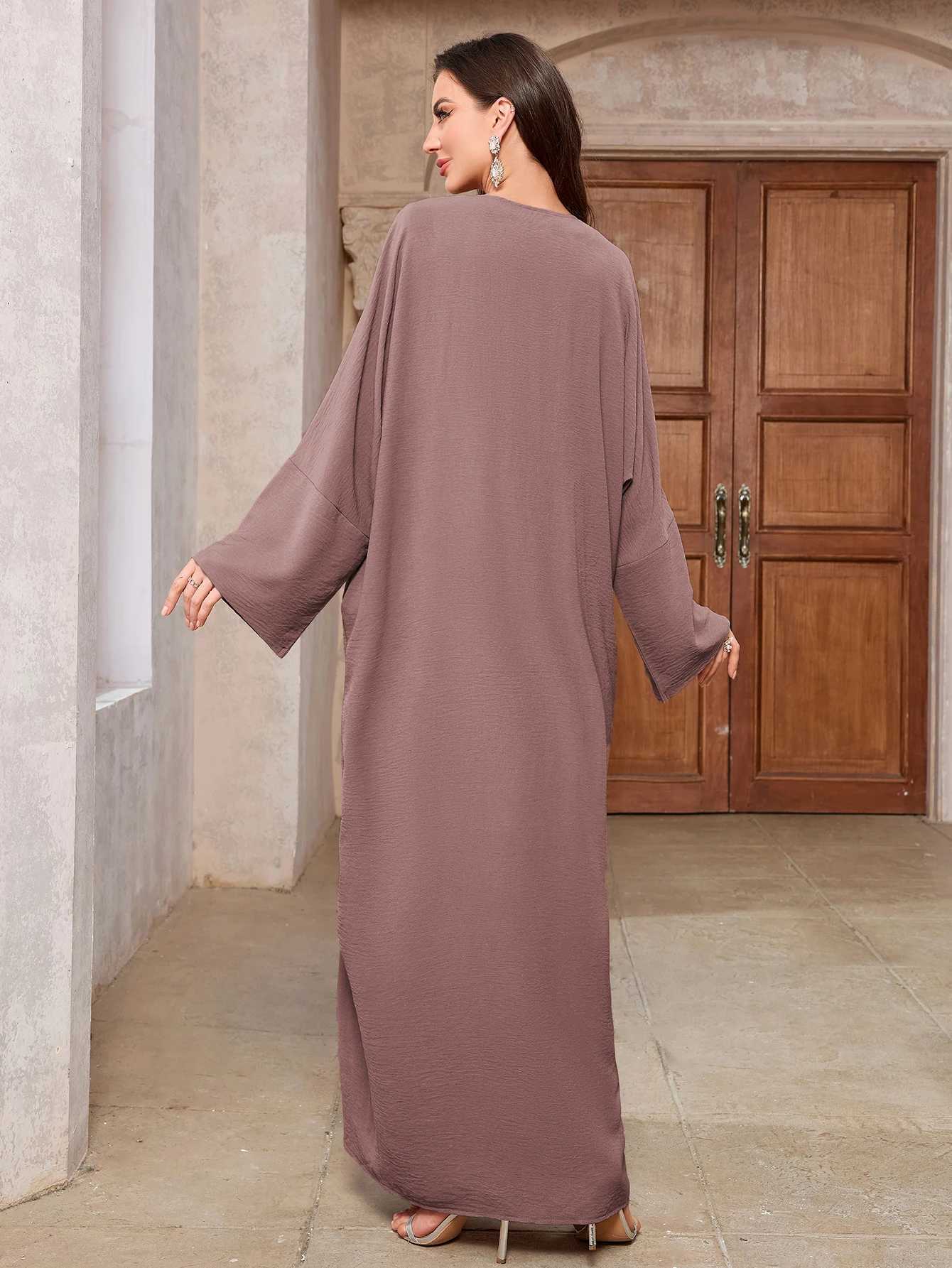 Dubai Turkey Eid Oepn Kimono Abaya Muslim Modest Dress Caftan Robe Prayer Abayas for Women Kaftan Musulmane Islam Clothing X250514