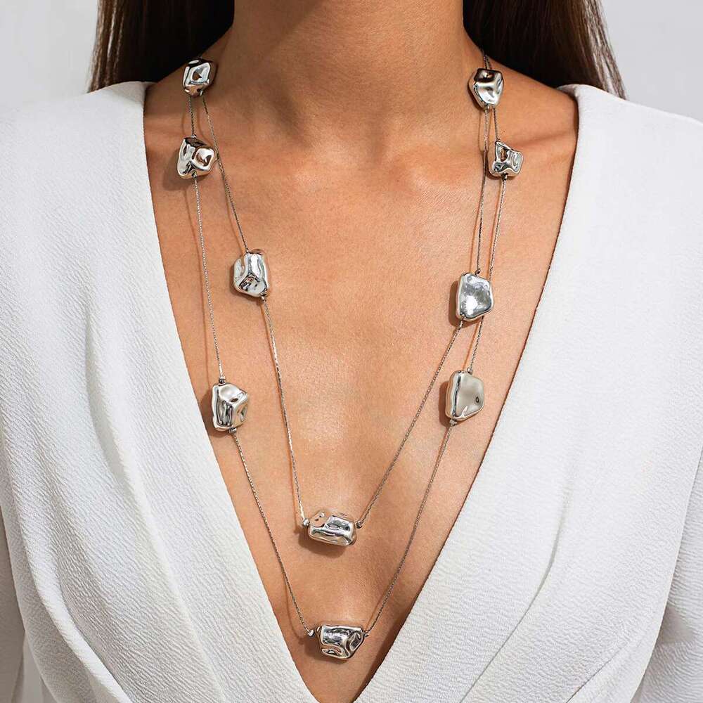 Trend Elegant Y2k Jewelry Irregular Big CCB Pendant For Women Fashion DIY Long Line Chain Choker Necklace N458