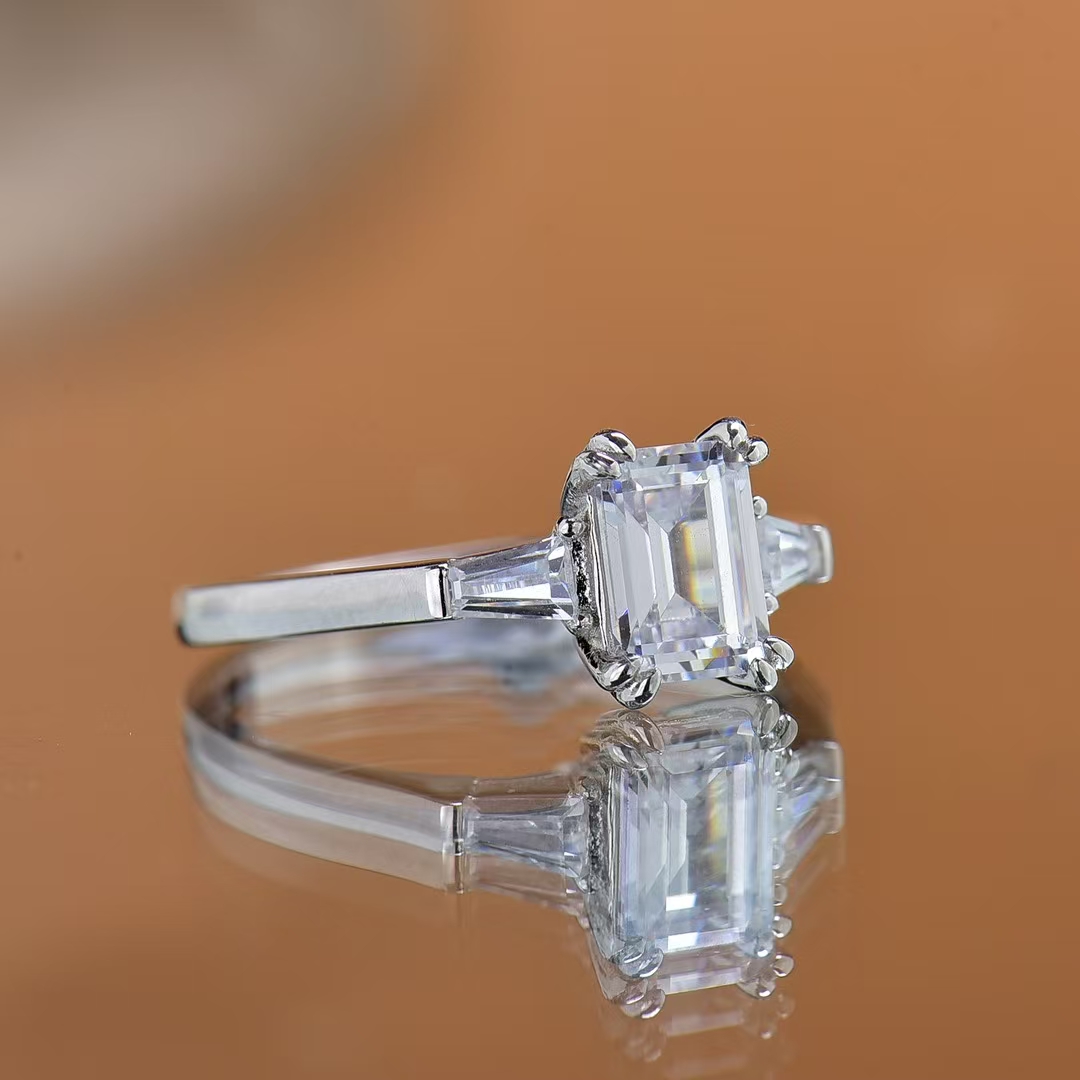 Sterling Silver Diamond Ring - Sparkle Elegance with a Chic Design 100% 925 Sterling Moissanite Ring
