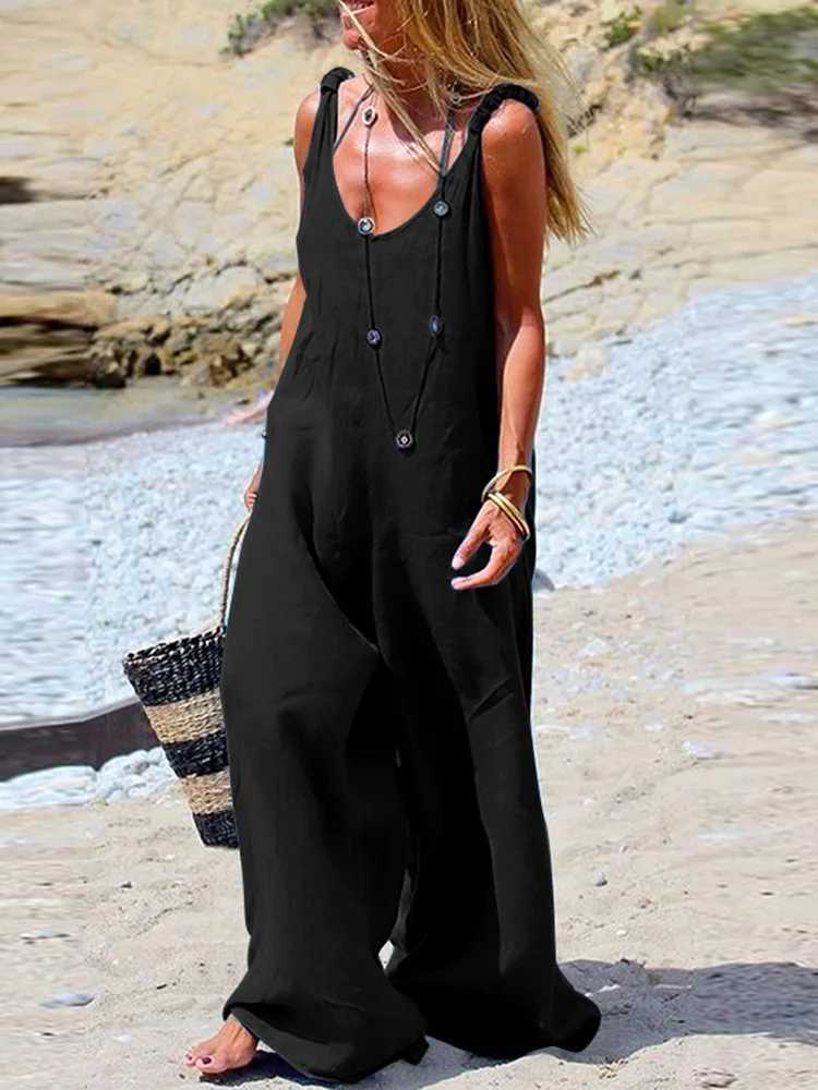 Womens Loose Sundress Summer Holiday Beachwear V Neck Sleeveless Baggy Long Maxi Party Dresses Oversized S-5XL JYFS-0227XJ250514