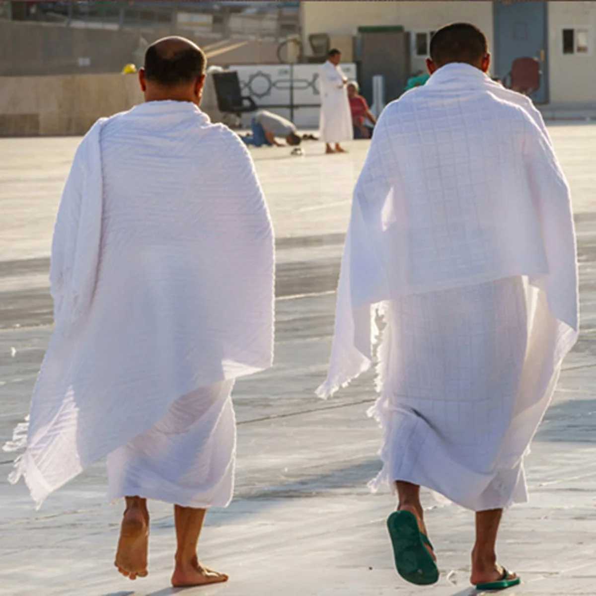 2 Pieces Ihram Pilgrimage Towel for Muslim Arab Mecca Hajj Clothes Men Islamic Ramadan Prayer Worship Costumes Shawl Jubba Thobe X250514