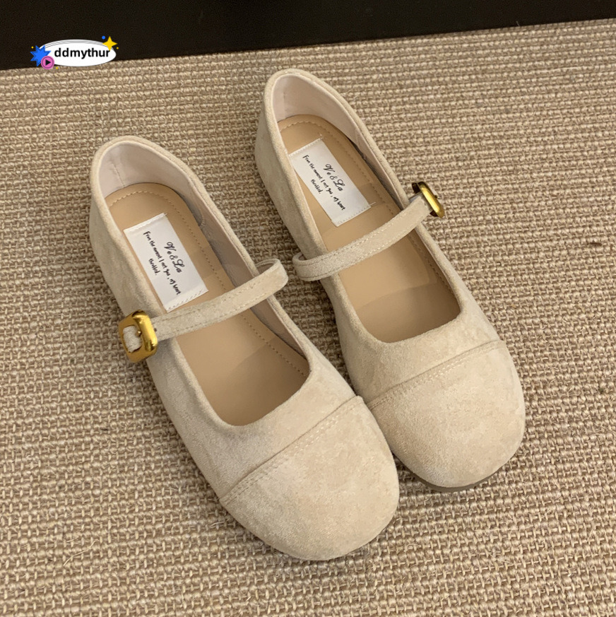 Shallow mouth single shoe women 2025 Spring and Autumn new style French gentle fairy suede Mary Jane flat bean shoes ddmythur