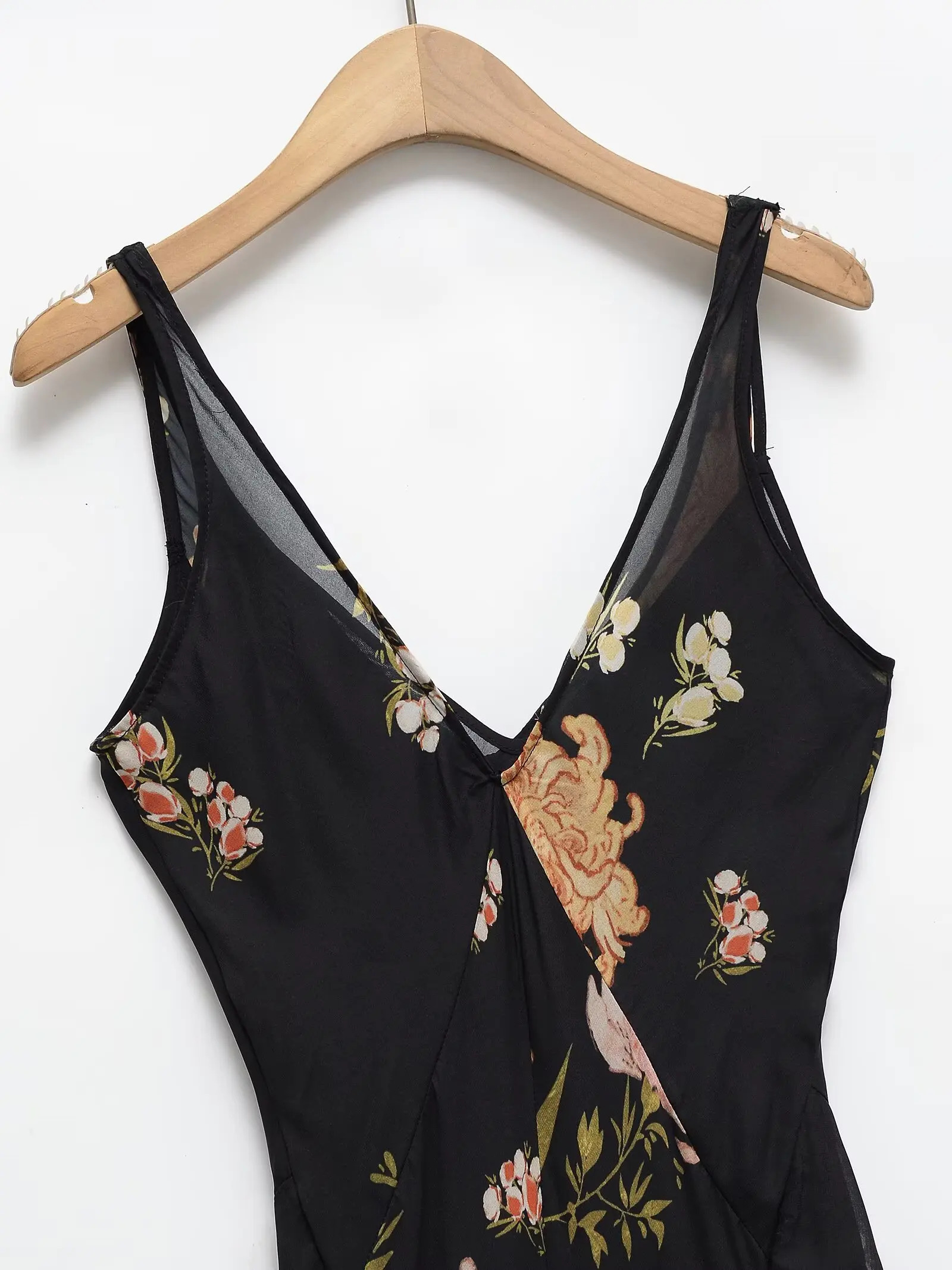 European and American style printed holiday temperament suspender dress 250514