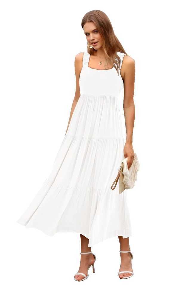 Womens 2025 Sun Dresses Womens Summer Casual Flowing Tired Long Dresses Backless Beach Long Dresses Vest DressesXJ250514