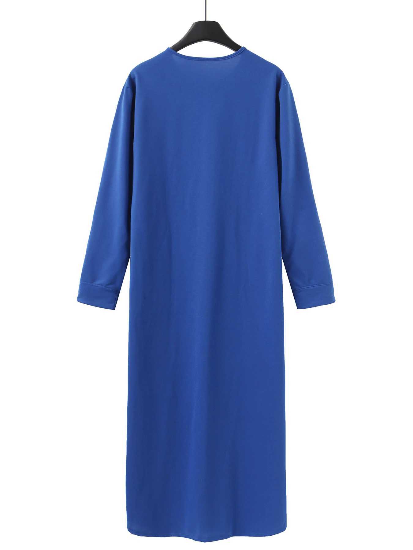 Mens Loose Islamic Kaftan Robe Long Sleeve Solid Color Casual Arab National Style Simple Muslim Clothing X250514