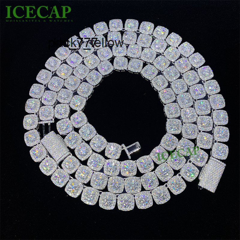 RTS 10mm VVS Moissanite Clustered Tennis Chains Lab Diamond Necklace Gra Certified 925 Sliver Hip Hop Mossanite Bracelet Jewelry