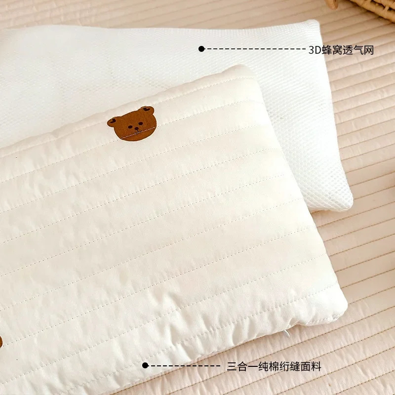 Baby Pillow Pure Cotton Quilted 6-18 Months Baby Low Pillow Spring and Summer Skin Friendly Breathable Detachable and Washable 250514
