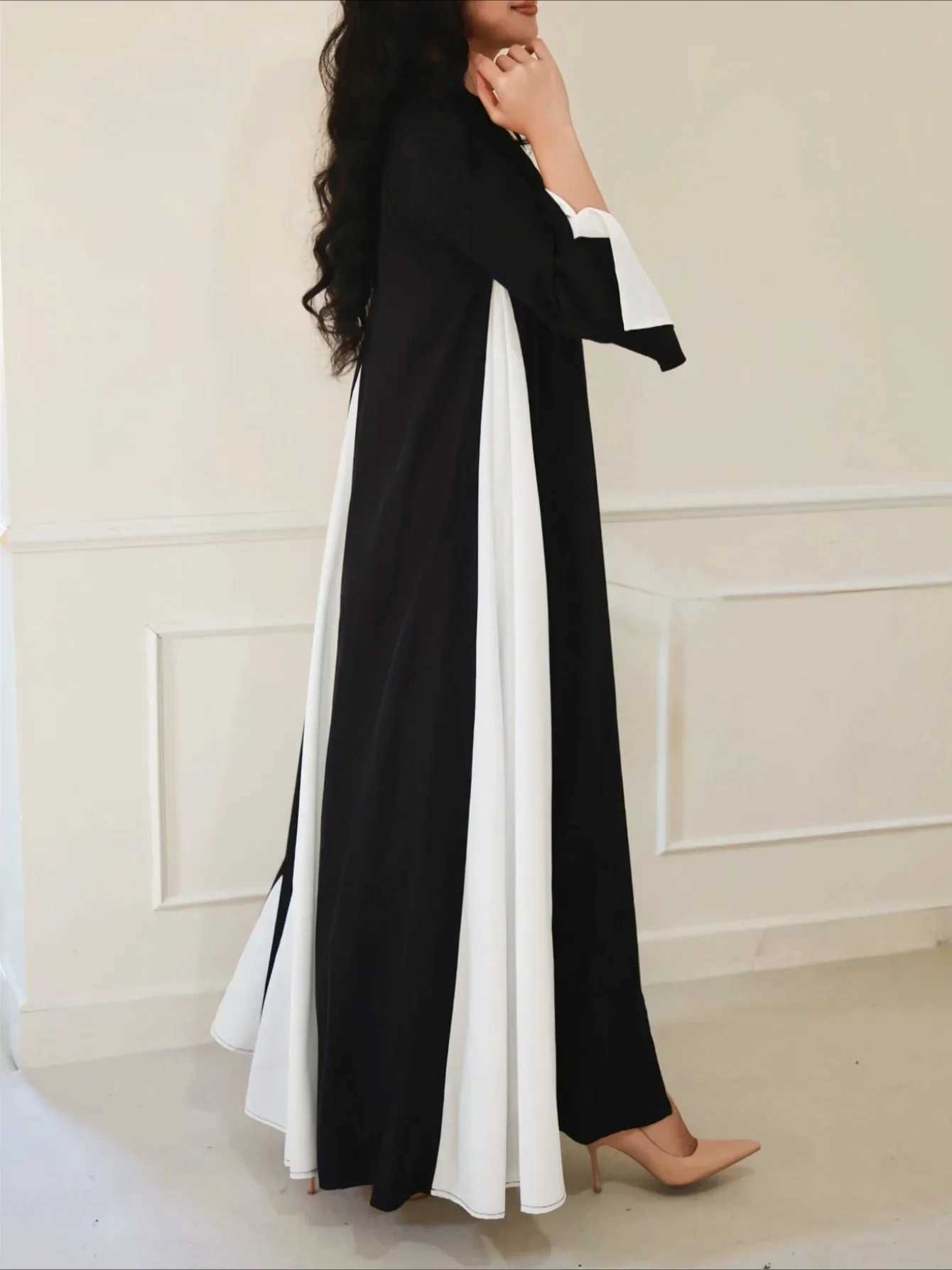 Turkey Abaya Muslim Open Front Black Abayas Elegant Long Slve Middle-East Islamic Arabian Kaftans Women Jilbabs Maxi Dresses X250514
