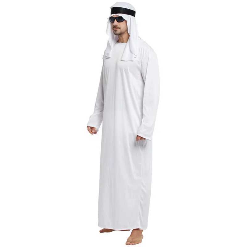 2025 Male Outfits Arab Uae Robe For Men Long Sleeves Arab Muslim Middle East Crew Neck Dubai Thobe Long Abaya With Headband Strap X2505141