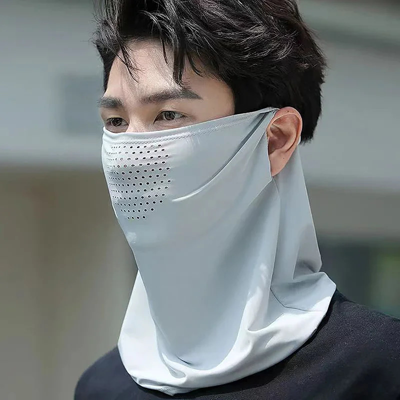 Summer Sunscreen Ice Silk Mask Neck UV Protection Face Cover Sunscreen Face With Brim Outdoor Cycling Sun Protection Hats Caps 250514