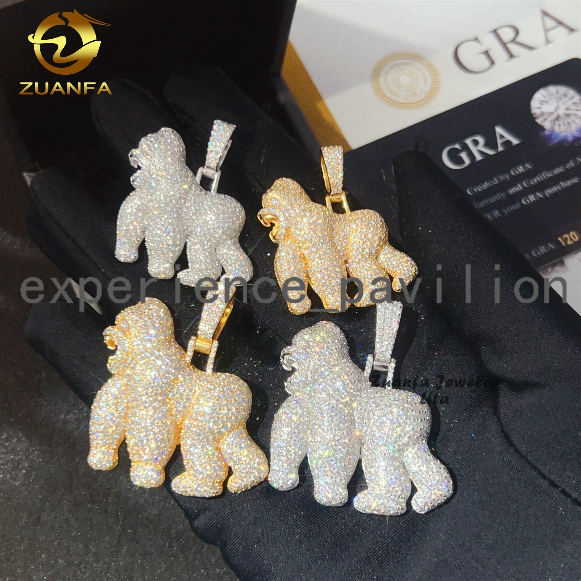 Personalized Custom Iced Out Top Quality 925 Sterling Silver VVS Moissanite Gorilla Hip Hop Pendant