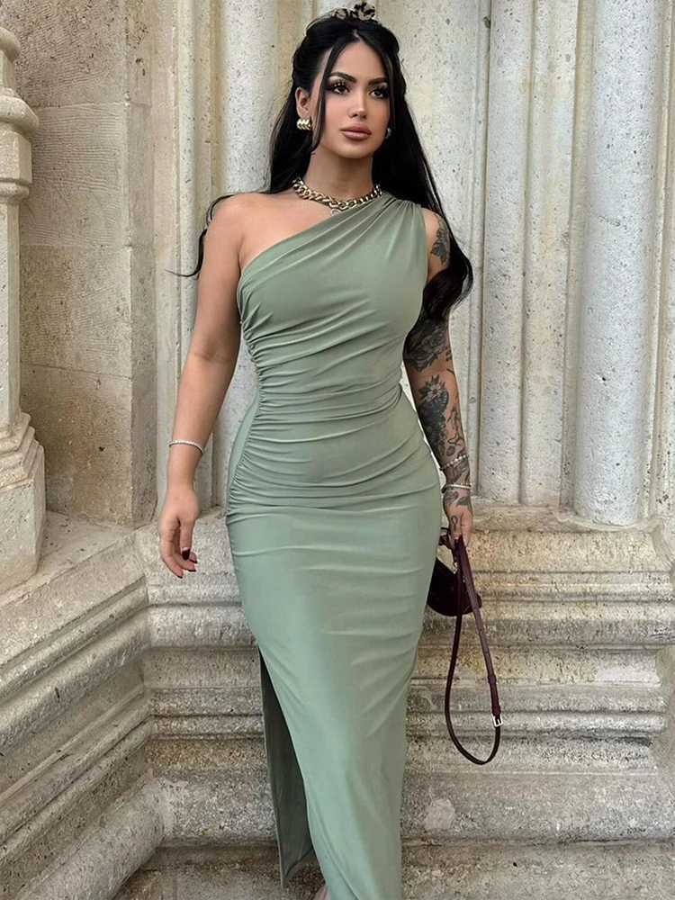 Summer Maxi Dress Women Sexy Split Fashion Sleeveless Backless Slim Dress Female Casual Streetwear Club Elegant Party DressesXJ250514