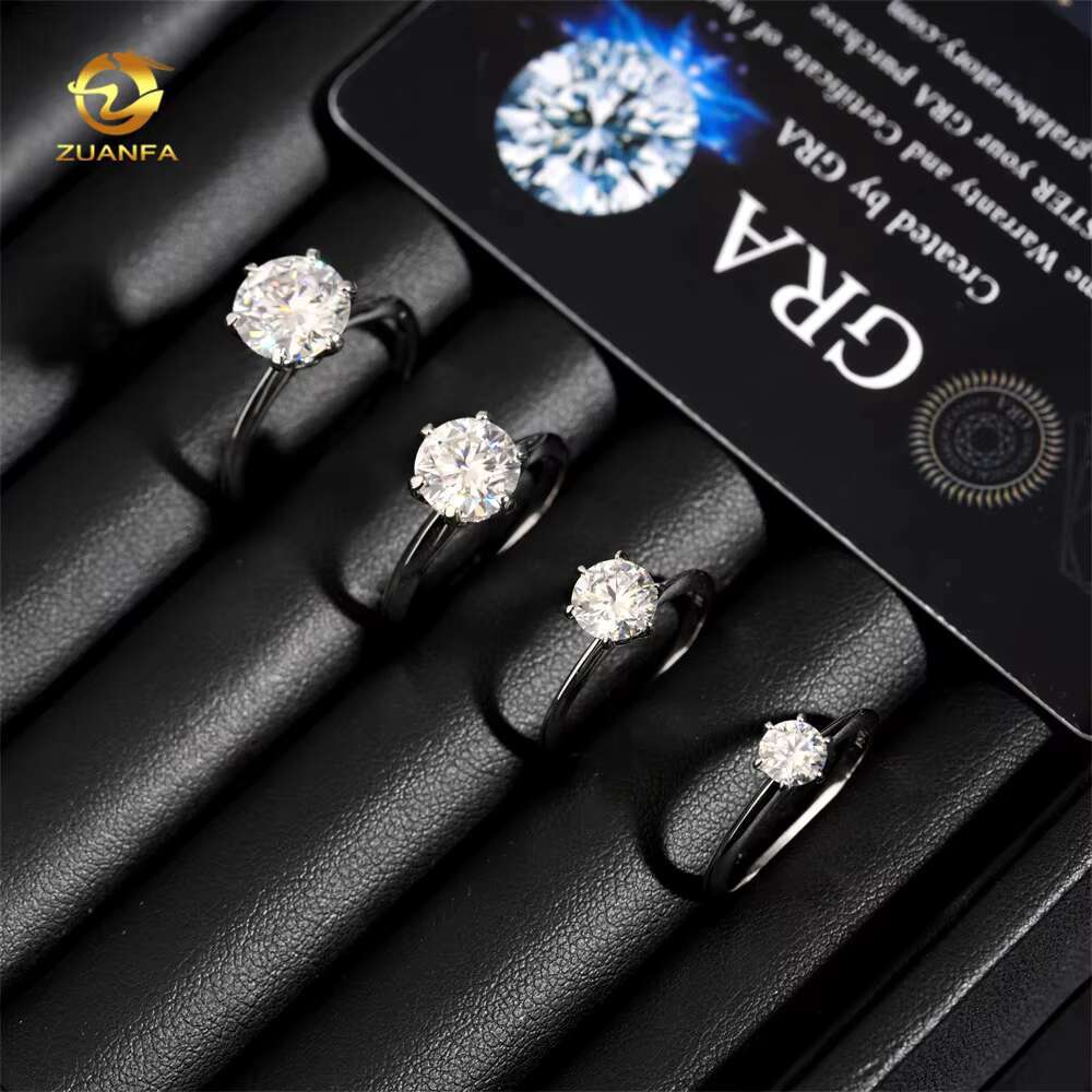 0.5ct 1ct 2ct 3ct Moissanite Engagement Rings 925 Silver 6 Prong Set Women Wedding Ring Pass diamond tester Solitaire ring