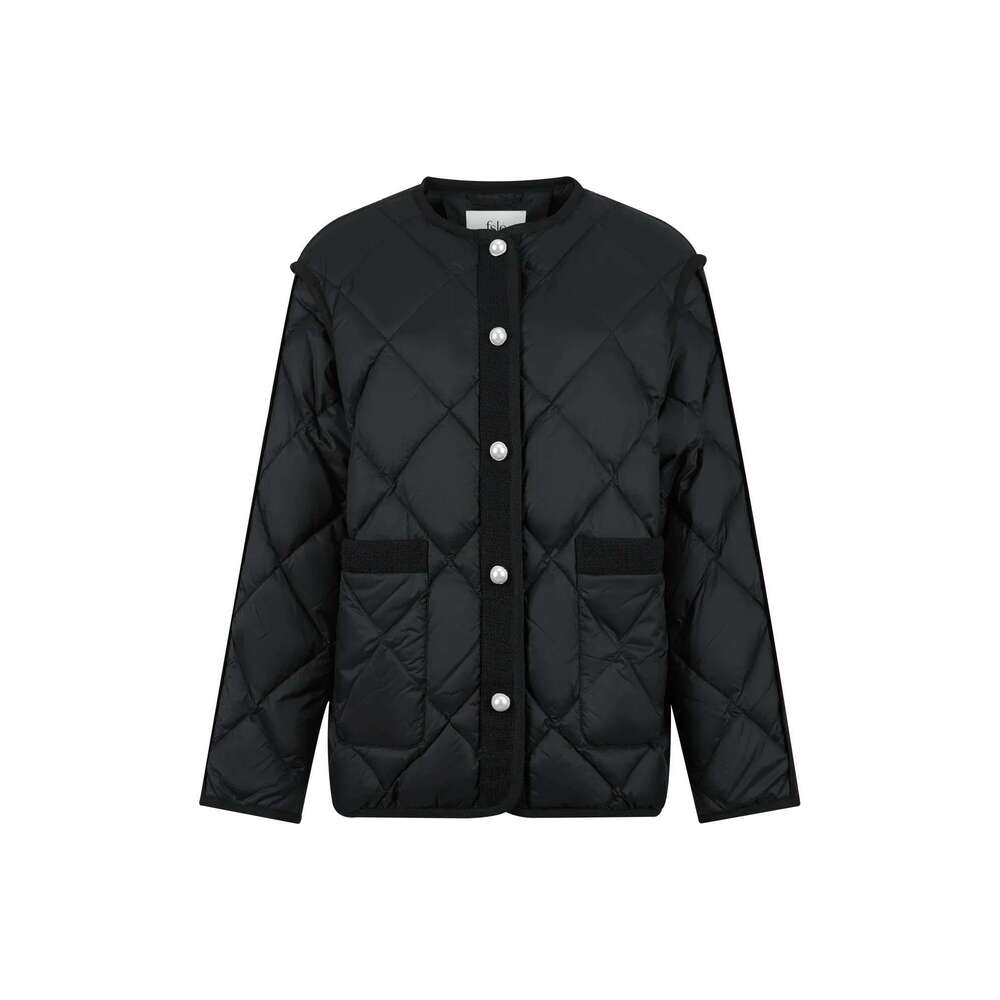 FSLE 105G Filling Amount Fashion Lattice Design Down Coat For Female Fall Winter 2024 New Loose Warm Jacket 24Fs14052