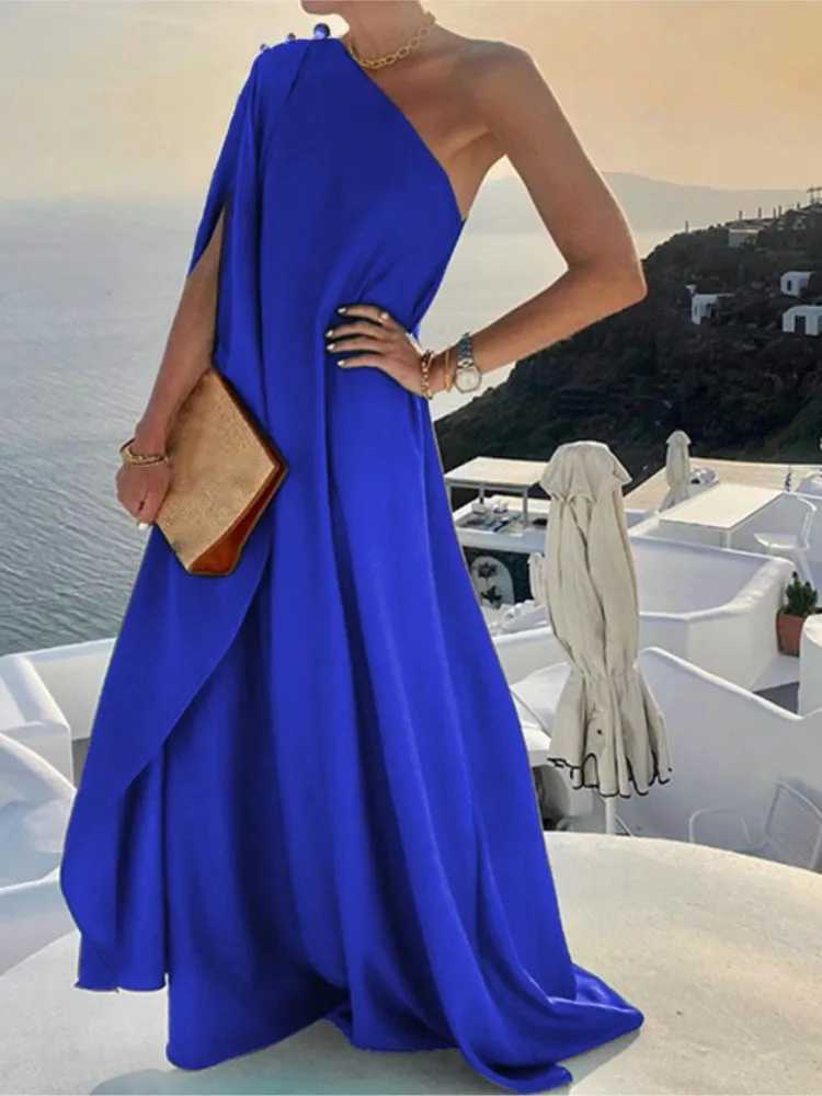 Fashion Elegant Party Dress Women Sexy Off Shoulder Solid Loose Dresses Dress Femme Casual Holiday Beach Skirt Dress Lady SummerXJ250514