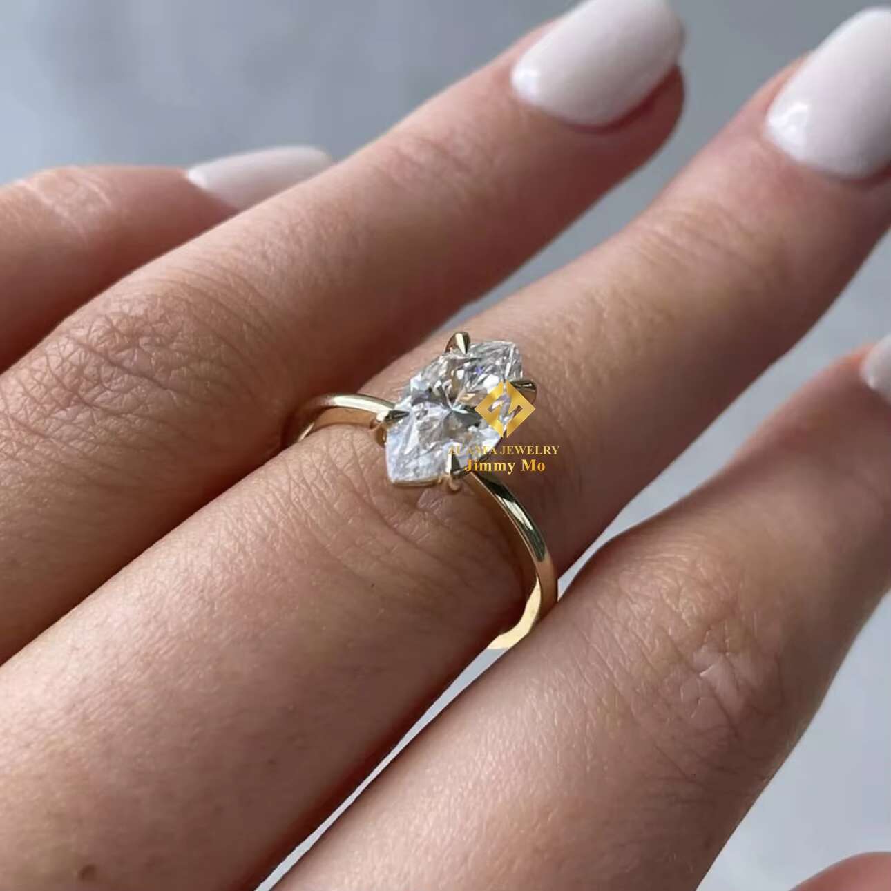 GRA Certified Gorgeous Design Unique 10k Solid Gold Real Gold Women Style 2Ct VVS Marquise Moissanite Engagement Ring