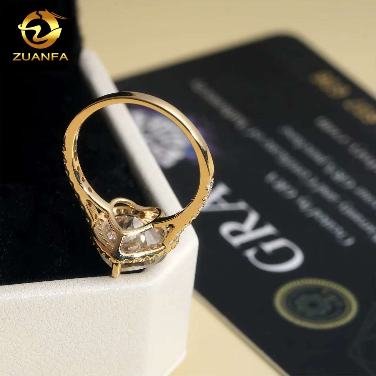 Pass Diamond Tester Hot Selling 3ct Rings 14k Gold Heart Moissanite Engagement Ring for Women
