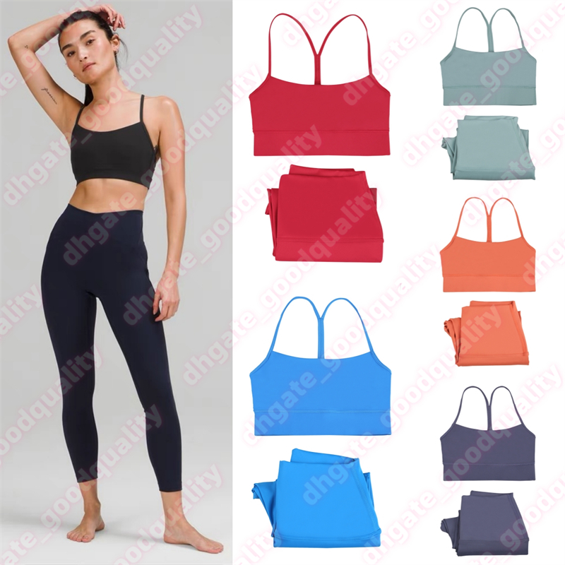 High Quality Womens Yoga Y-shaped Tank Top Set Shockproof Yoga Bra Womens Fitness Yoga Tight Pants High Waist Stretch Pants Running Sports Clothing