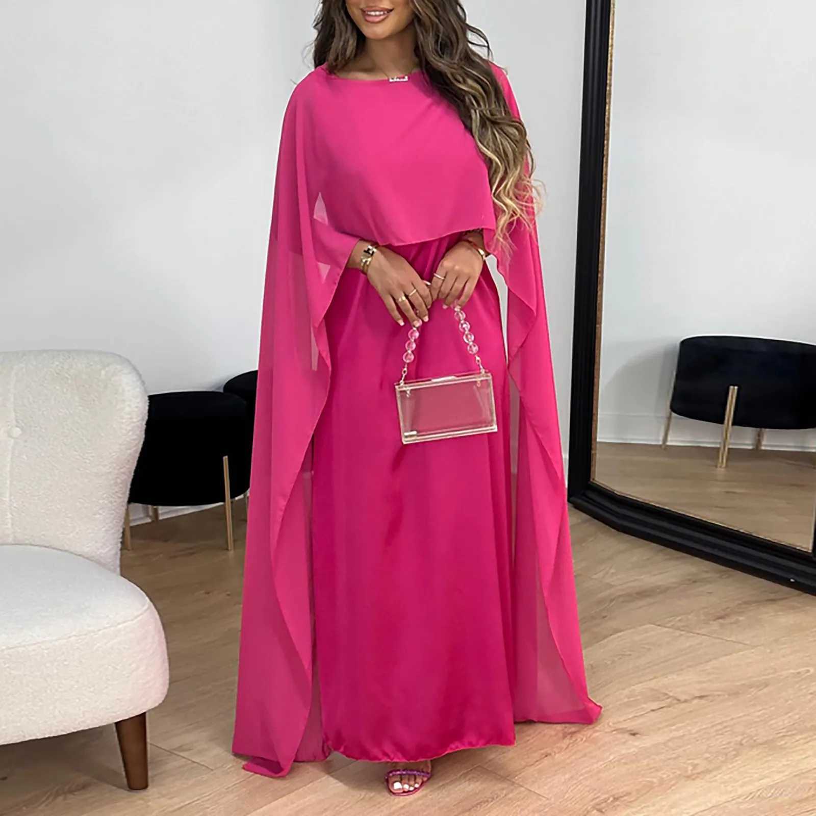 Shinny Satin Dress Women Loose Long Batwing Slve Muslim Dress Luxury Elegant Women Islamic Clothing Solid Oversized Robe X250514