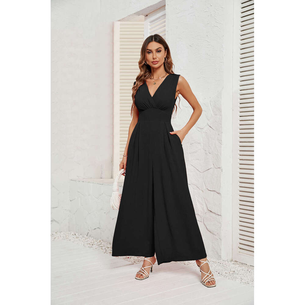 Self Owned Photography Womens Wear 2025 Summer Commuter Fashion Waistband Sleeveless Jumpsuit for Women New Arrival Leisure and Leisure Printing Fashi
