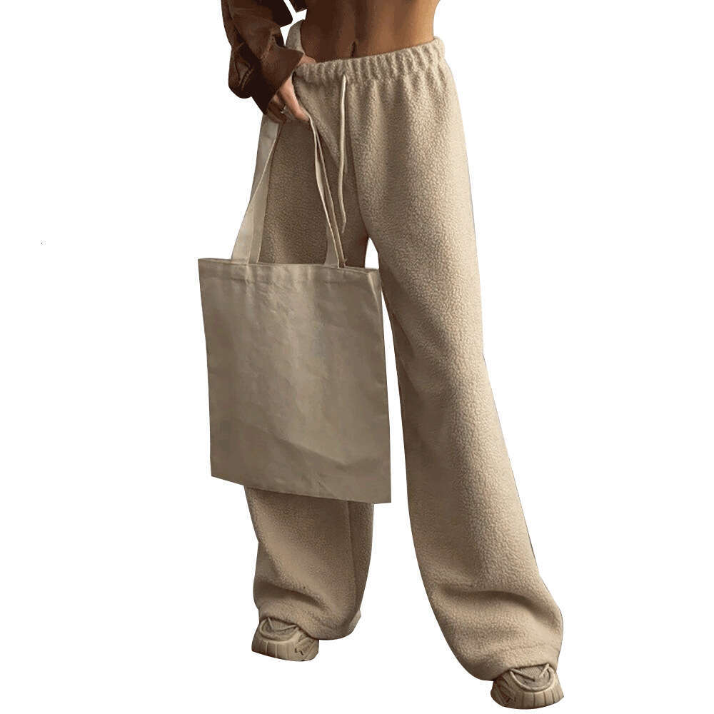 Women's Wear Women's Wear Lamb Wool Wide For Autumn And Winter New Women's Casual Temperament Commuting Loose Straight Leg Pants