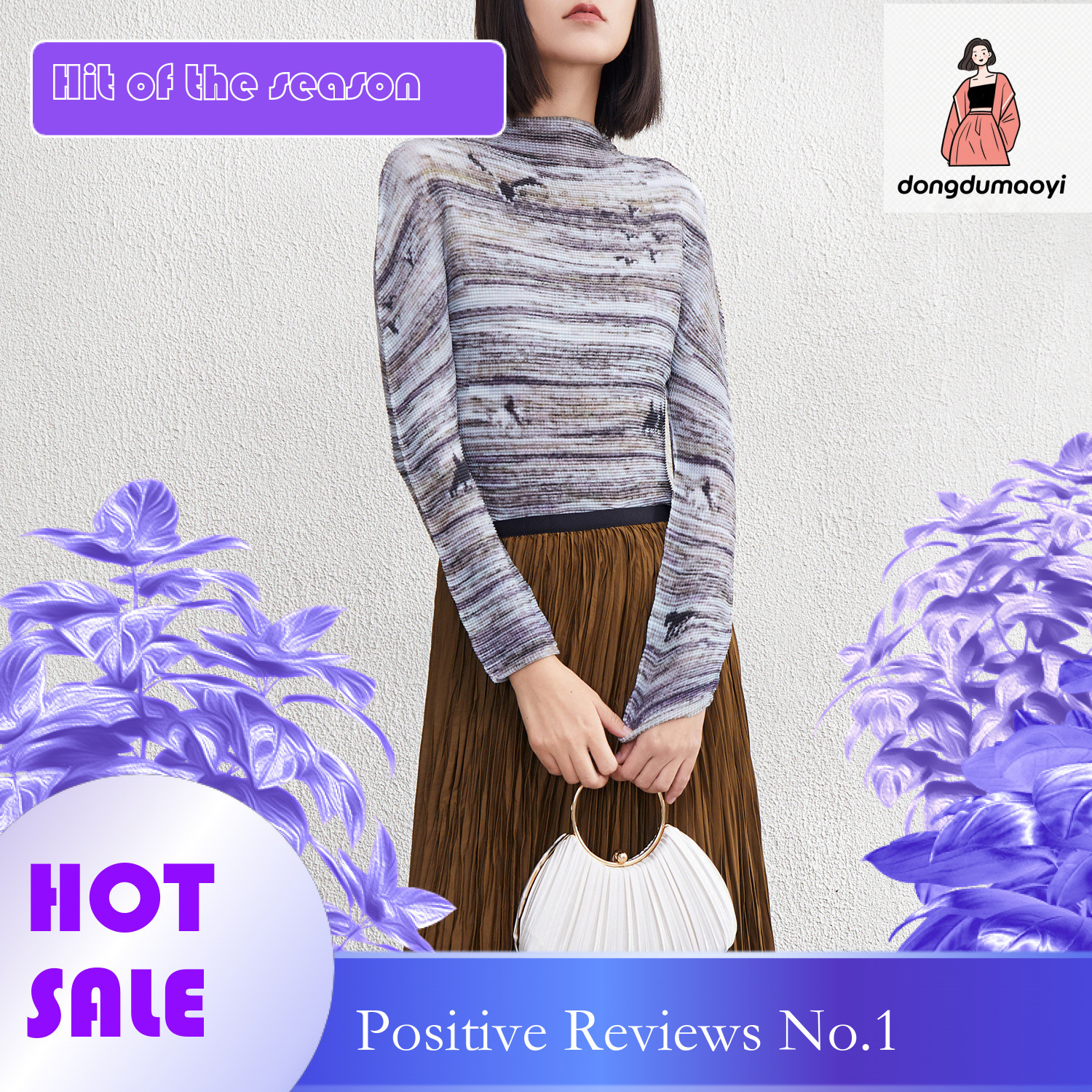 dongdumaoyi Half high collar base shirt for women in spring and autumn, three mansions new style, pleated elastic slim fit, inner layer, slimming effe