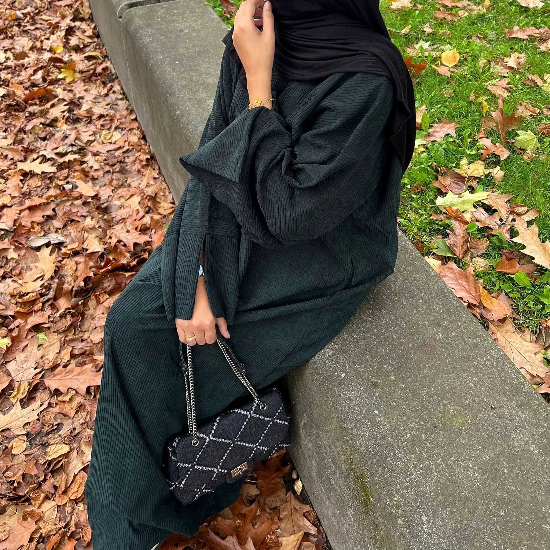 Middle East Inspired Islamic Kaftan for Muslim Women Cuff Slit Detail for Gulf Regions UAE Dubai Saudi Autumn Winter Modest Wear X250514