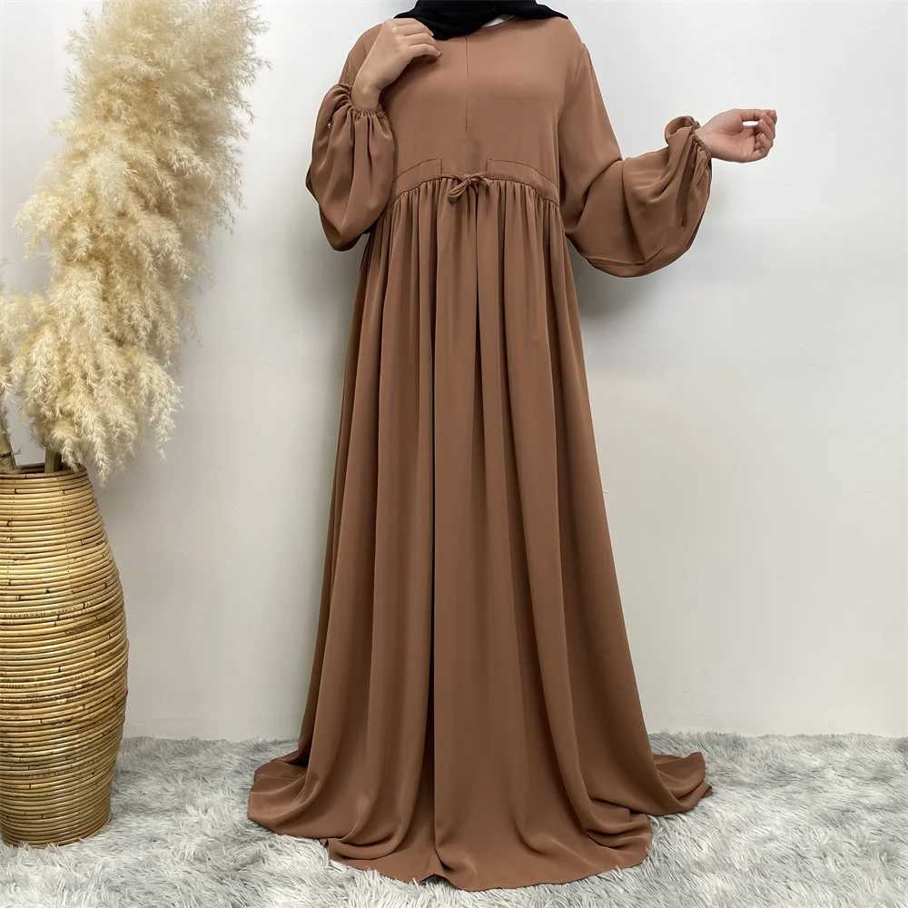 Crepe Prayer Dress New Elegant Modern Maxi Dress High Quty EID Ramadan Modest Abaya Elastic Cuff Islam Women Muslim Clothing X250514