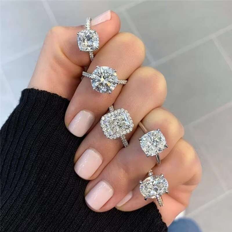 Personal Use 10k Real Gold Engagement Ring Jewelry Fancy Cut Vvs1 Moissanite Women Wedding Band Ring