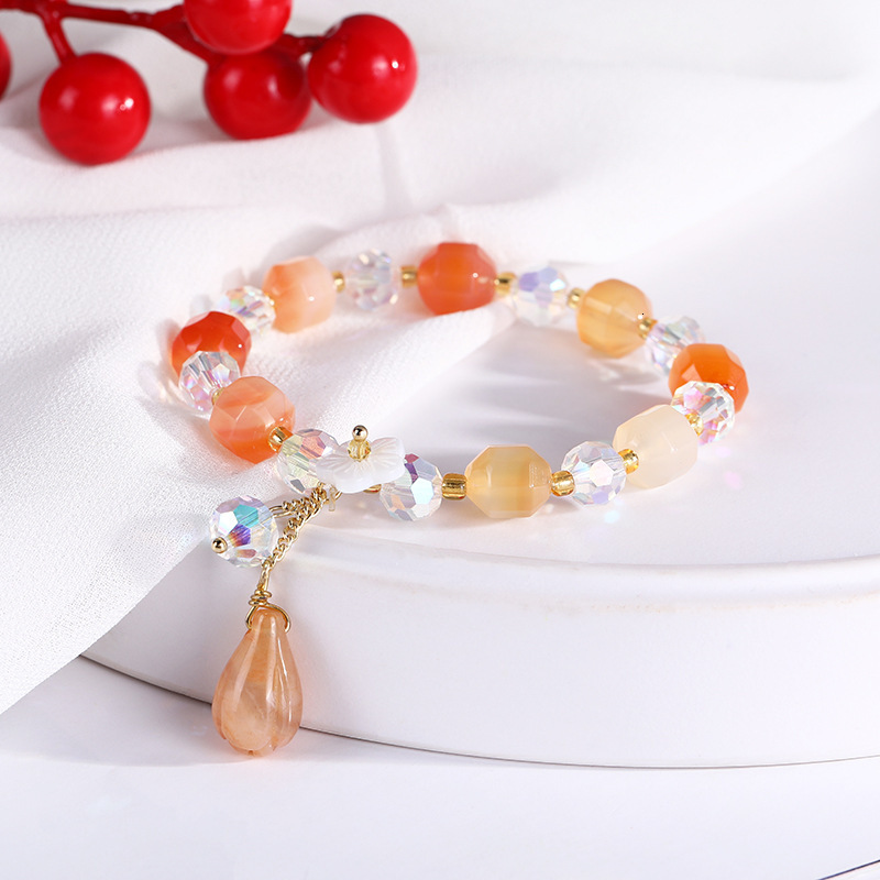 Korean version for women's fashion, colorful stone handmade bead network, natural crystal bracelet