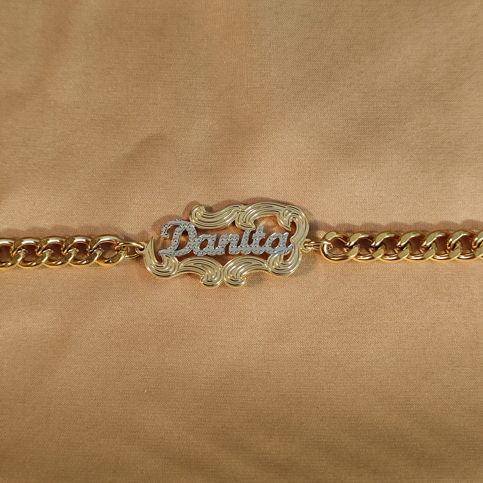 Customized Double Plated Name Anklet Fashion Two Color Womens Jewelry Personalized Textured Nameplate Anklet Birthday Gift 250513