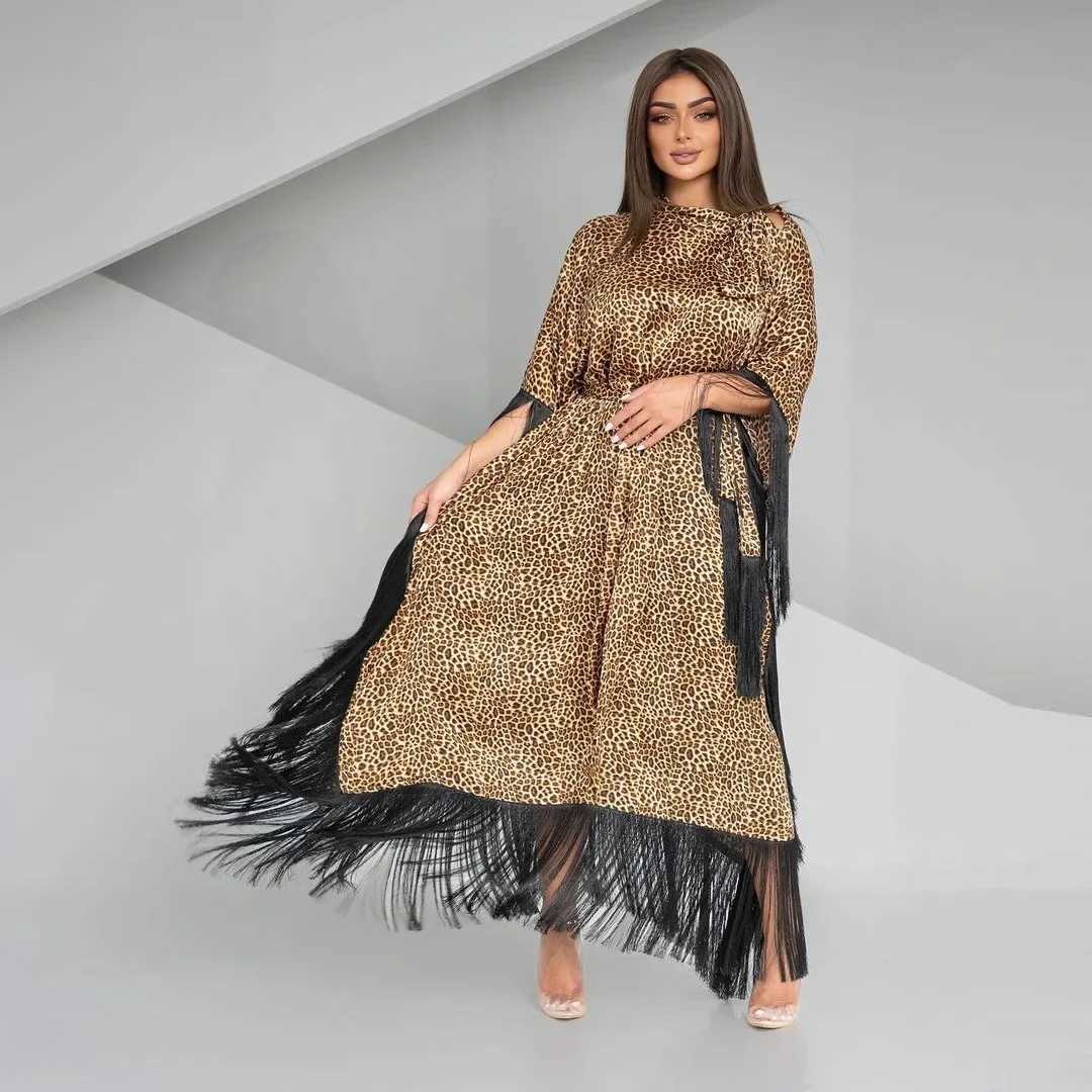 Fashion Womens Dresses Bat Slve Tassel Leopard Design Dresses Party Dresses 2025 Spring New X250514