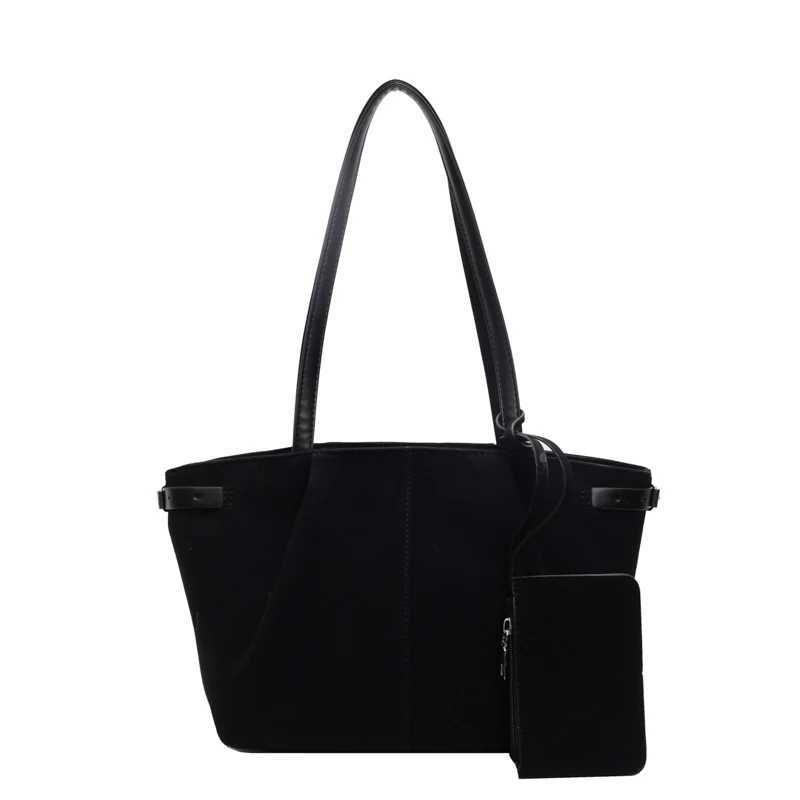Wen Suede Shoder Bag with Inner Pocket Tote Bag with Zipper Handbag Solid Color for Work Travel Z250514