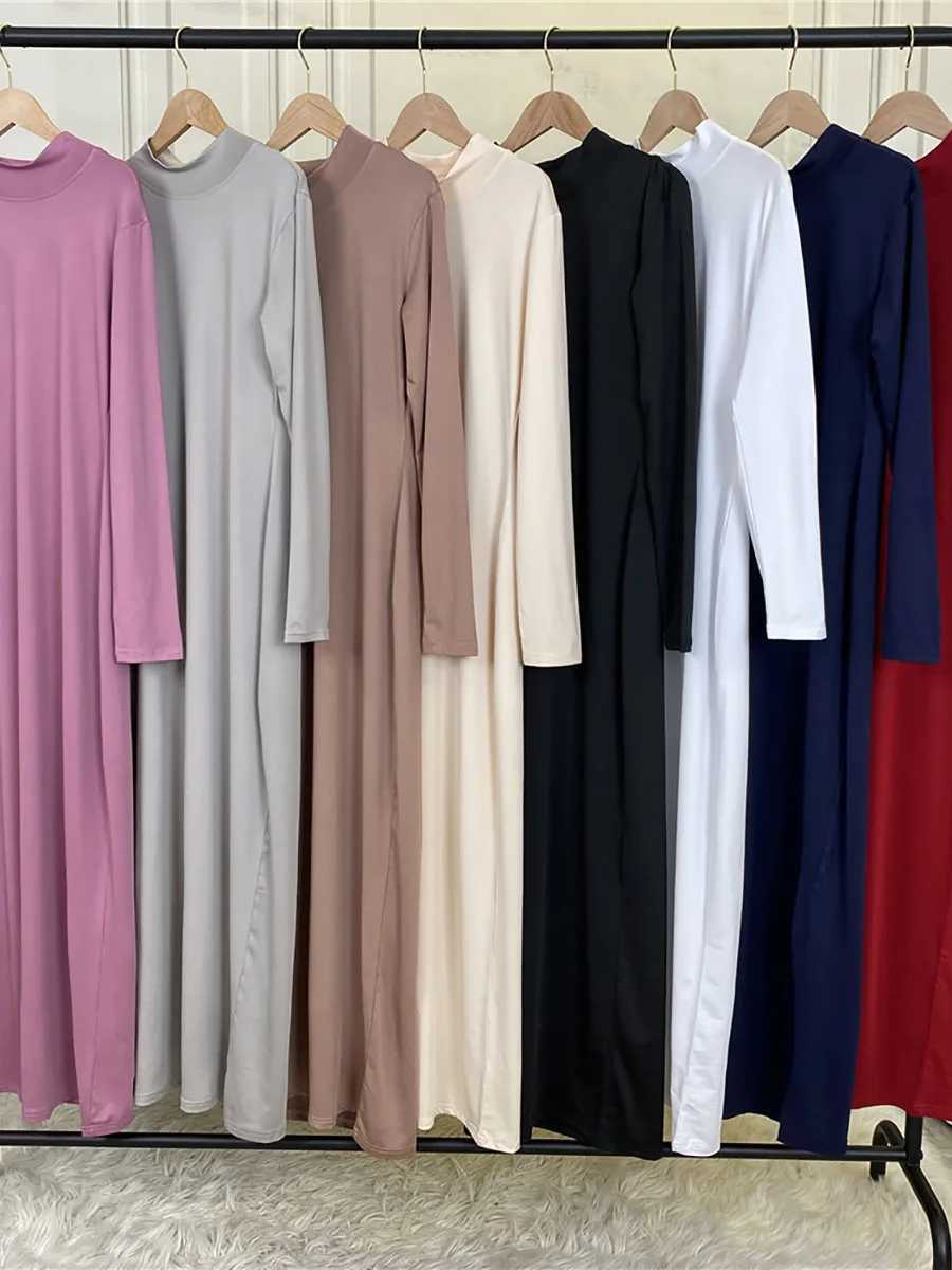Modest Abaya Femme Casual Vestido Turtle Neck Hijab Inner Dress Muslim For Women Maxi Robe Caftan Turkey Kaftan Islamic Clothing X250514