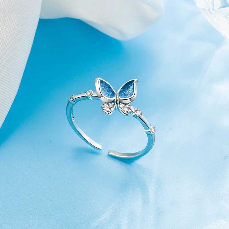 925 Sterling Silver Blue Zircon Butterfly Engagement Rings For Women Wedding Stackable Luxury Jewelry Silver 925 JewelleryXJ250514
