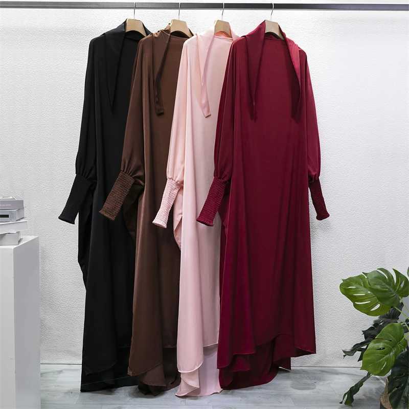 Muslim Abaya Women Jilbab Islamic Clothing Dubai Saudi Black Robe Turkish Modesty One-piece Prayer Dress Hooded Smocking Slve X250514