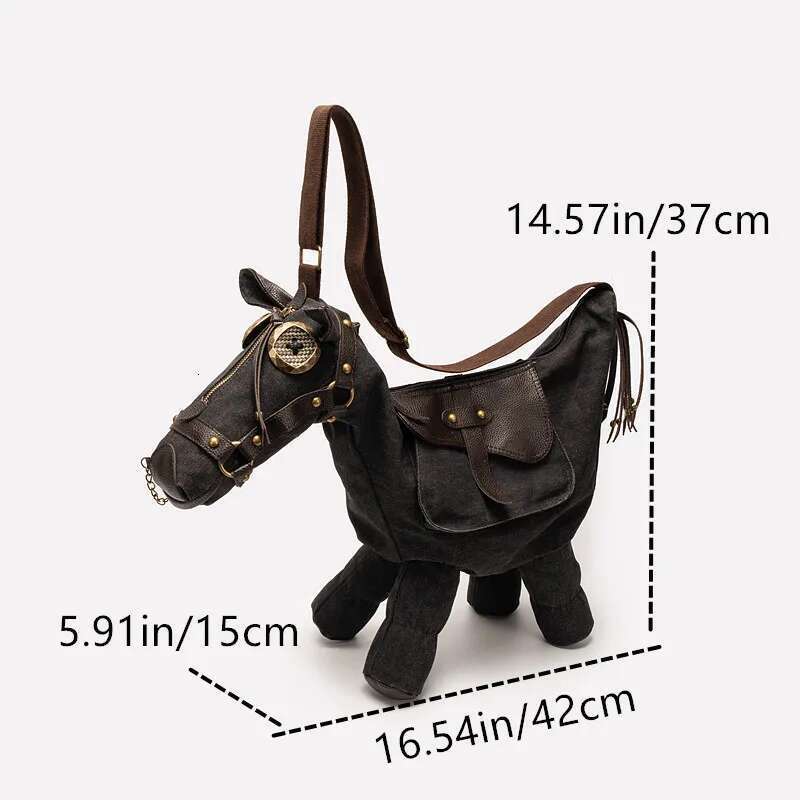 Shoulder High Quality Canvas Crossbody Bags Fashion Design Unique Horse Bag For Women Man High-Capacity Brown Black Animal