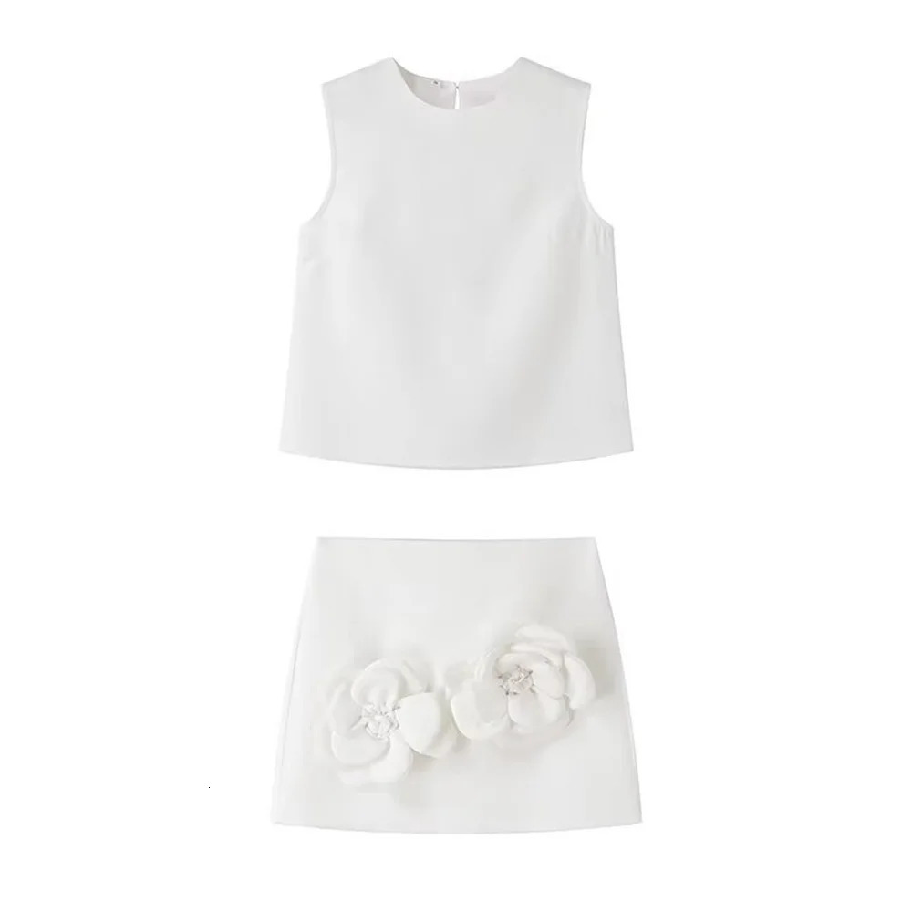 Taop Za Spring Product Womens Fashion Casual Slimming Sleeveless Top Half skirt Two piece Set 250514