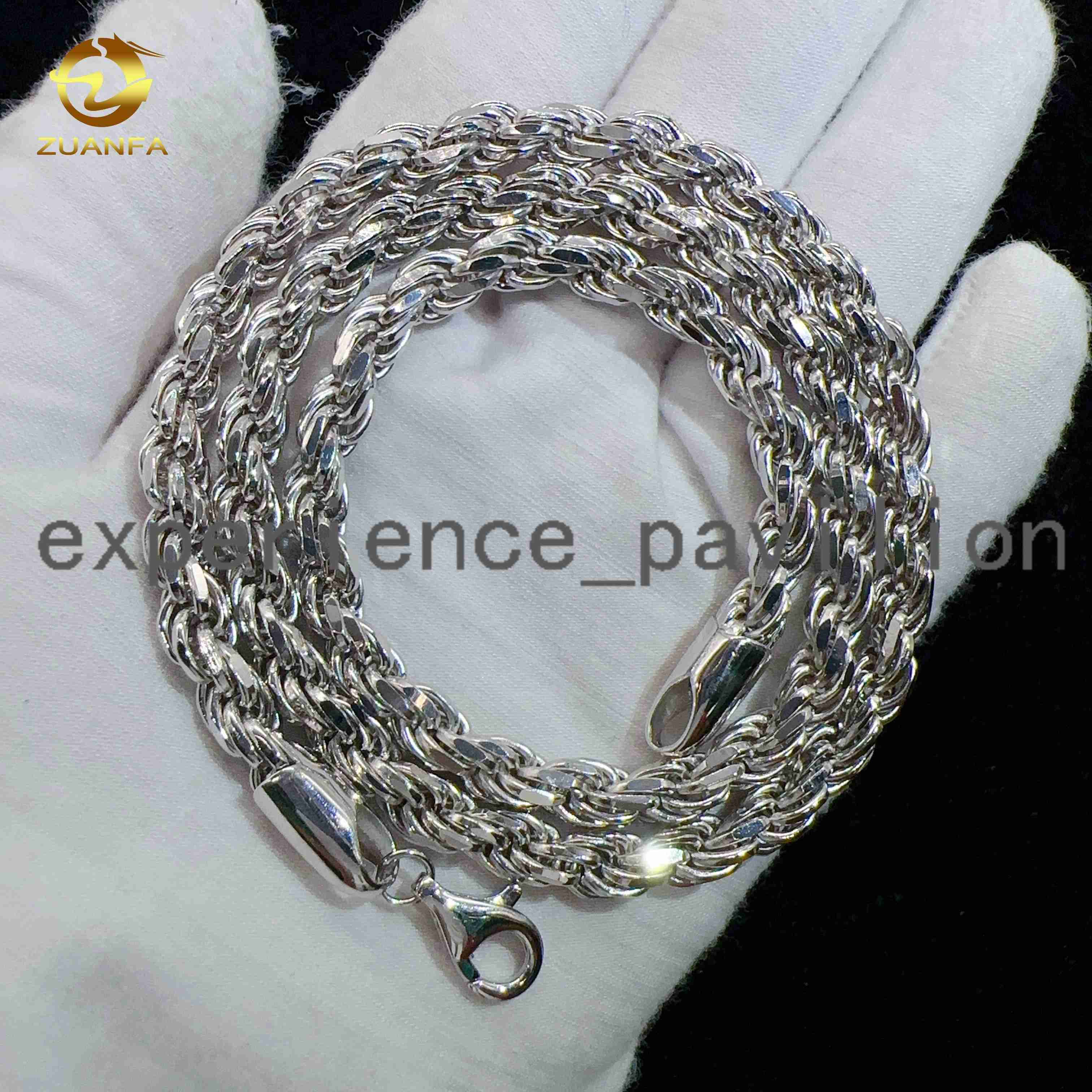 Moissanite Hip Hop Jewelry 6mm 925 Sterling Silver Rope Chain VVS Diamond Chain for Men women