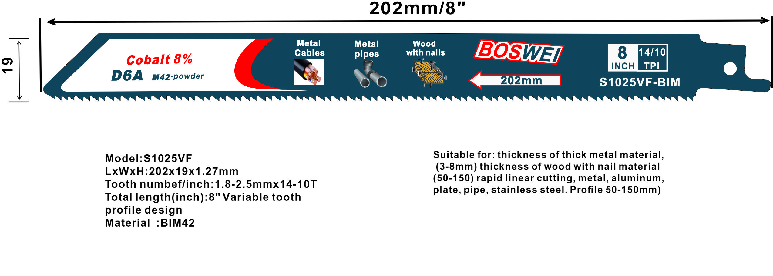 Cobalt bimetal saw blades for wood, nailed wood and plastic pipe cutting wholesale Five pieces per piece