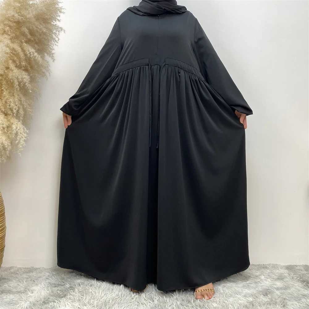 Crepe Prayer Dress New Elegant Modern Maxi Dress High Quty EID Ramadan Modest Abaya Elastic Cuff Islam Women Muslim Clothing X250514