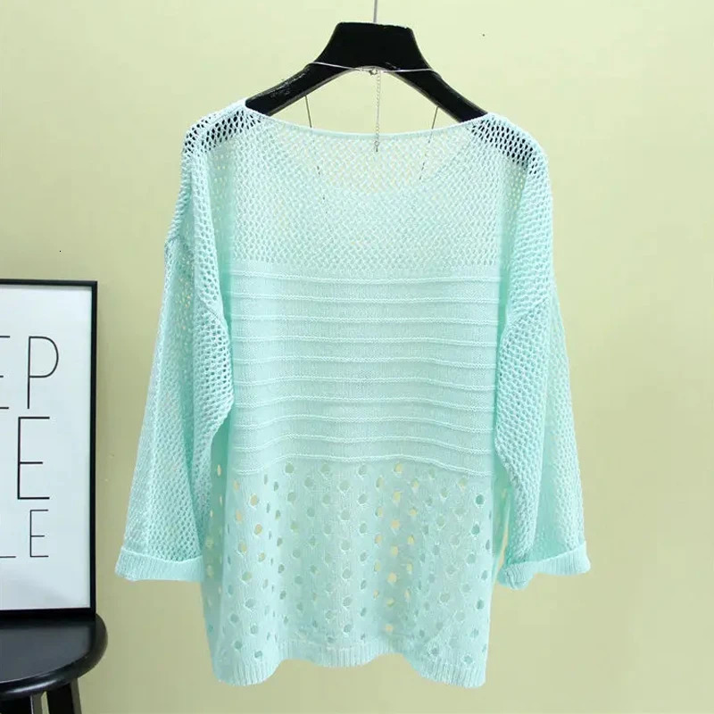 Fashion Ice Silk Women Knitted Vest Top Spring and Summer Hollow Out Thin Bottoming Sling Streetwear Clothing Simple Shirt 250514