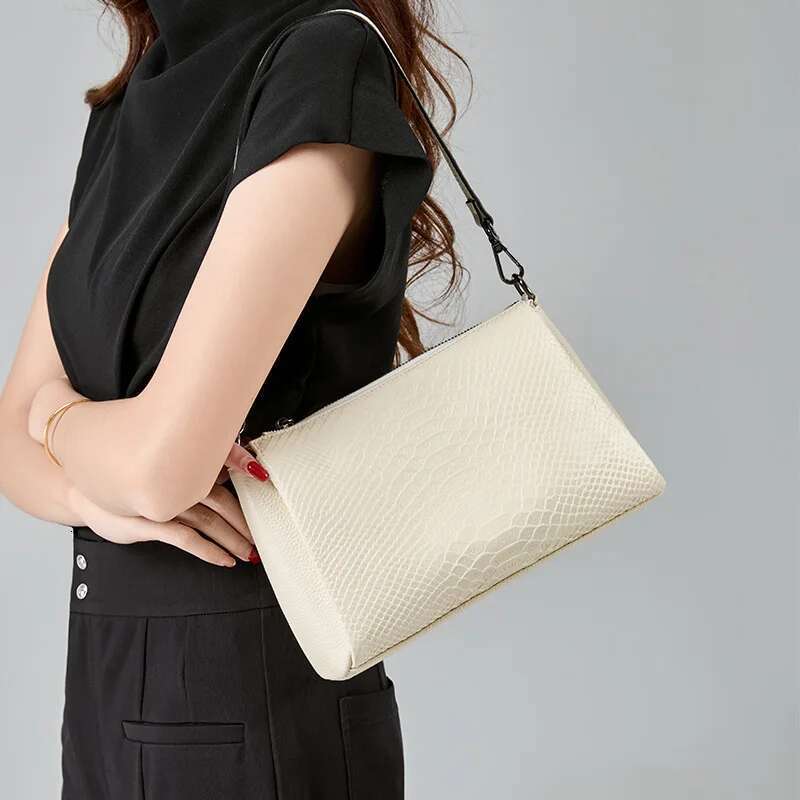 Genuine Leather Women's Underarm Mom Fashion Single Shoulder Crossbody Female Large Capacity Small Square Bag
