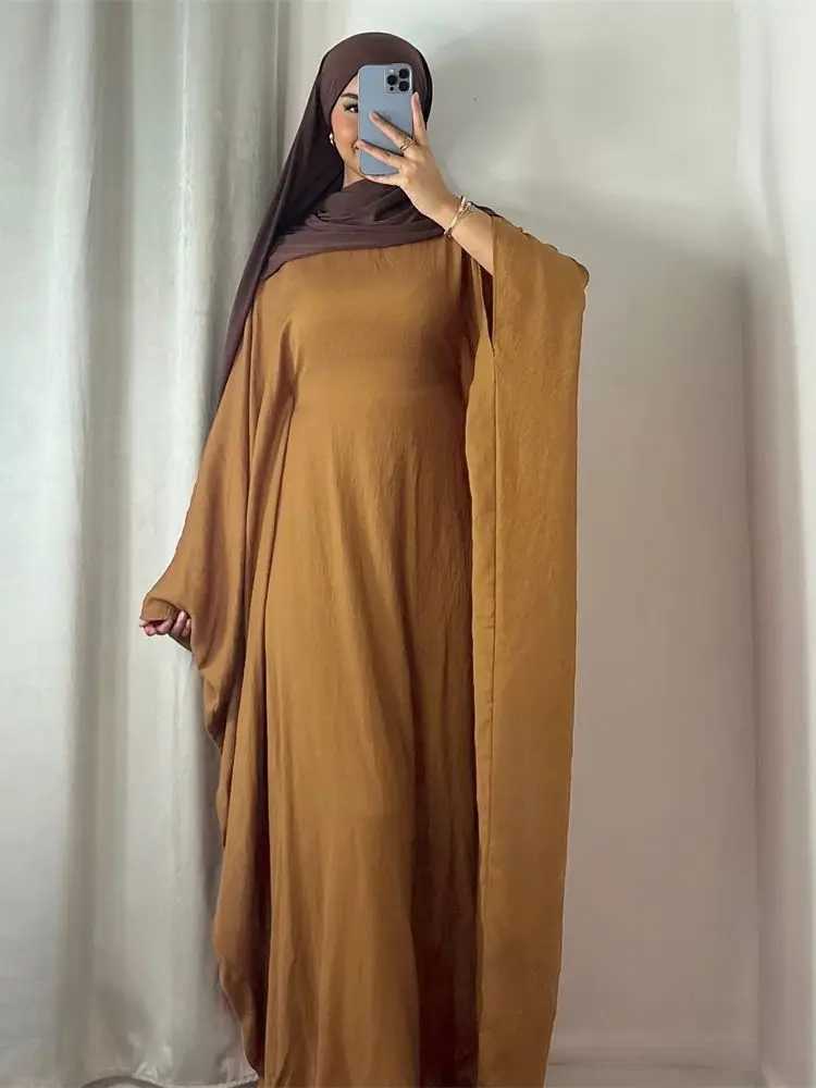 Ramadan Eid Soft Crepe Khimar Batwing Abaya Dubai Islam Muslim Modest African Dresses For Women Kaftan Ka Robe Femme Musulma X250514