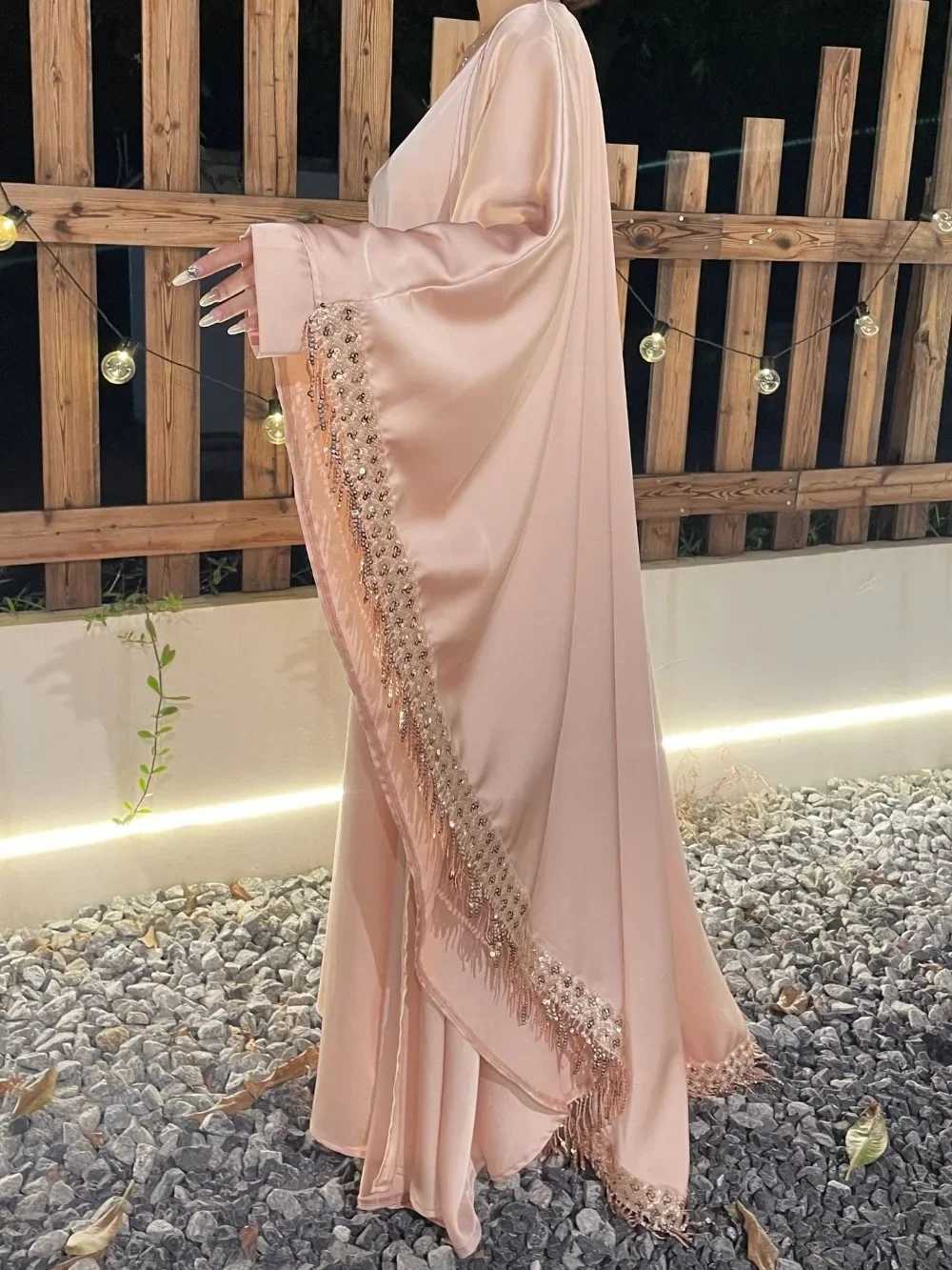 Muslim Women Abaya Dress 2 Piece Set Tassel Jalabiya Eid Ramadan Abayas Morocco Party Cardigan Robe Kaftan Dubai Arab Vestidos X250514