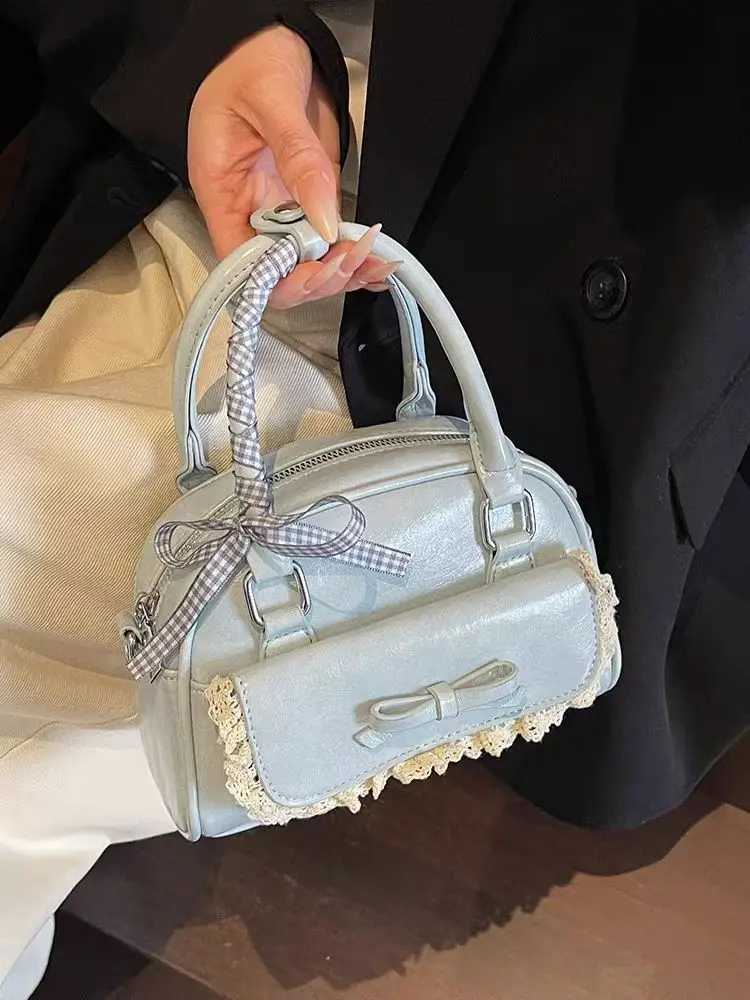 Luxury Designer Brand Mini Square Crossbody Bag For Wen 2025 New Sweet Bow Lace Handbag Fi PU Leather Shoder Bag Z250514