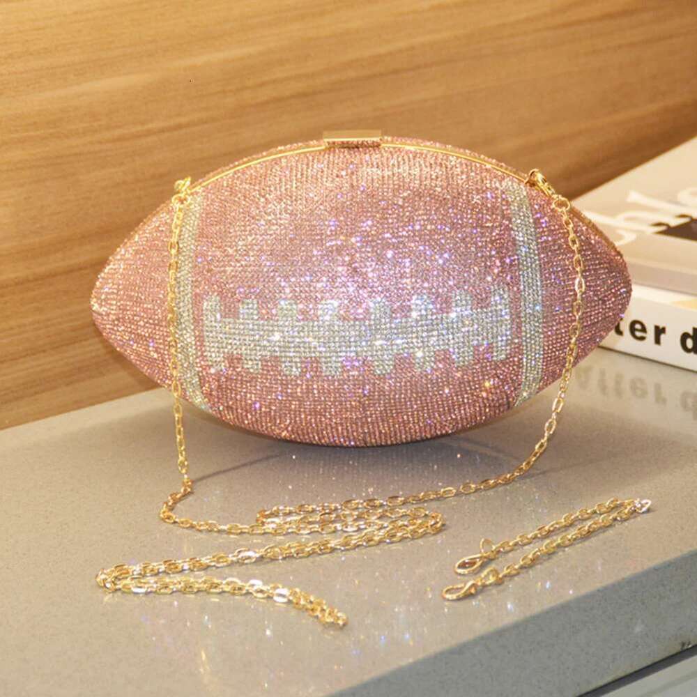 Bling Football Shape Evening Rhinestone Dinner Purse Creative Banquet 2025 Euro-American Shiny Dia Clutch Bag